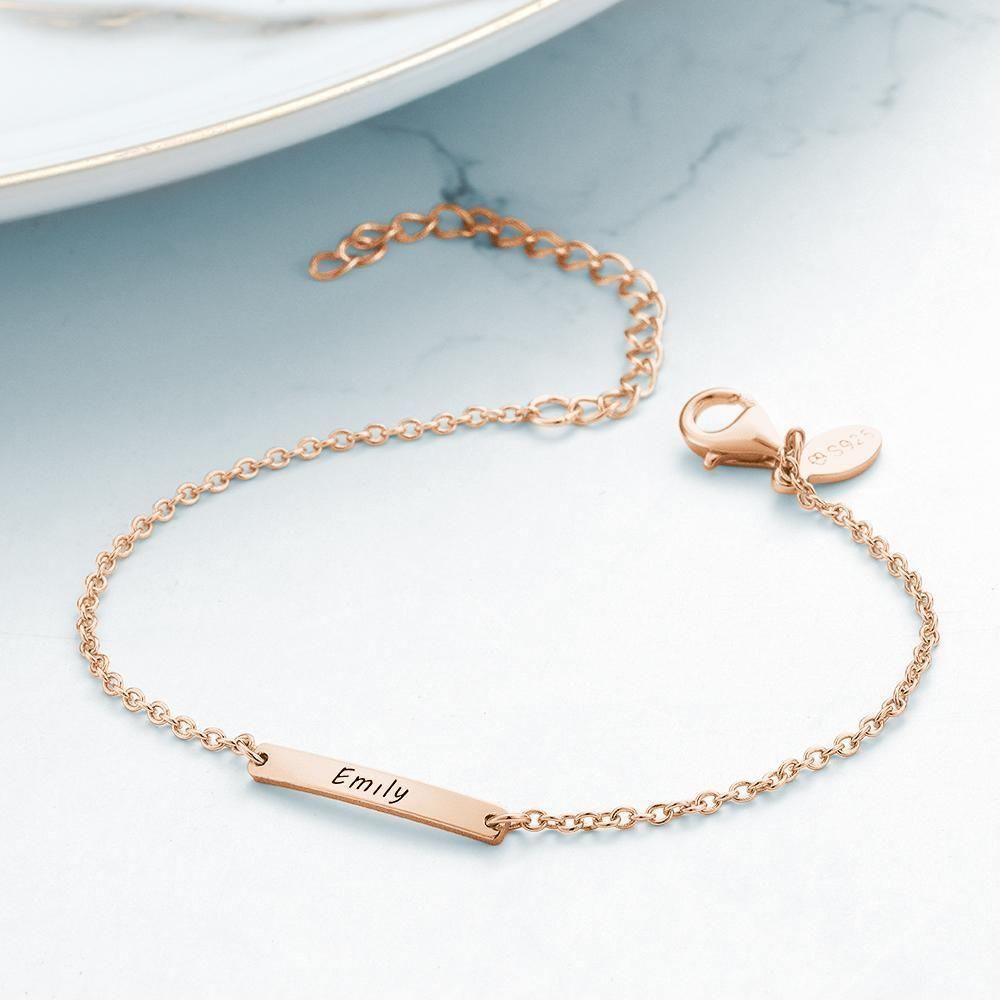 Engraved Bracelet Name Bracelet Memorial Gifts for Kids Rose Gold Plated - soufeelus