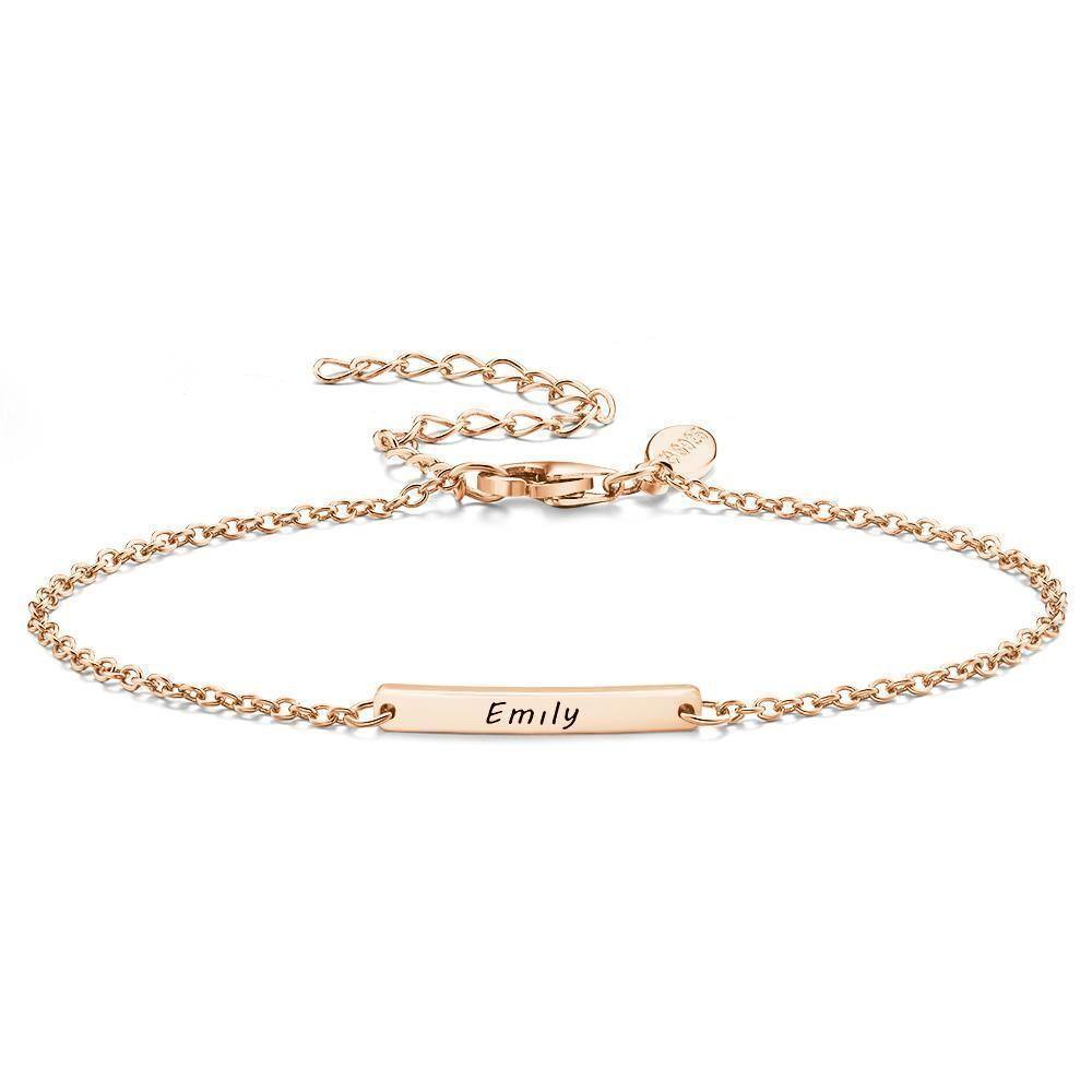 Engraved Bracelet Name Bracelet Memorial Gifts for Kids Rose Gold Plated - soufeelus