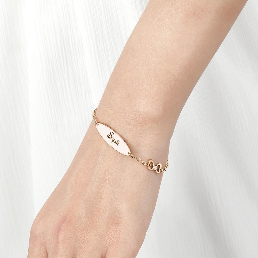Engraved Bracelet Personalised Bracelet Name Jewellery, Name Bracelet Rose Gold Plated - soufeelus