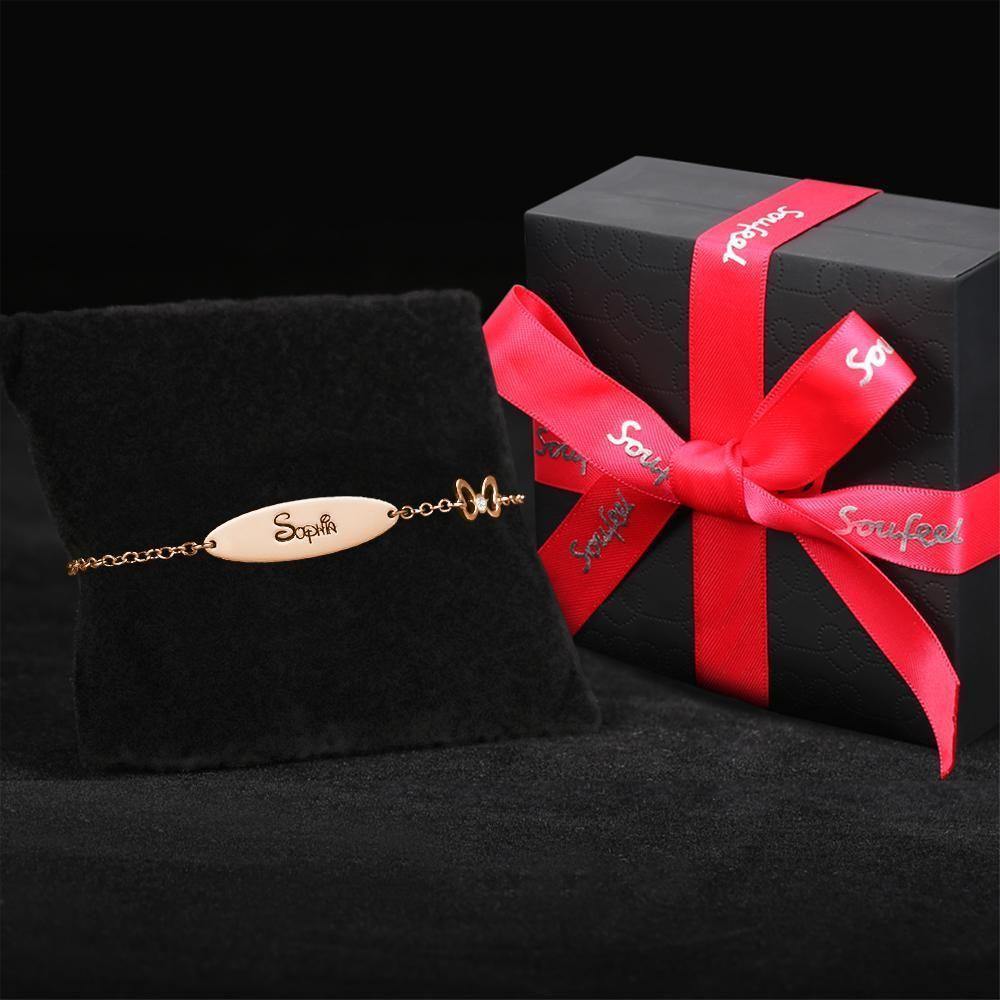Engraved Bracelet Personalised Bracelet Name Jewellery, Name Bracelet Rose Gold Plated - soufeelus