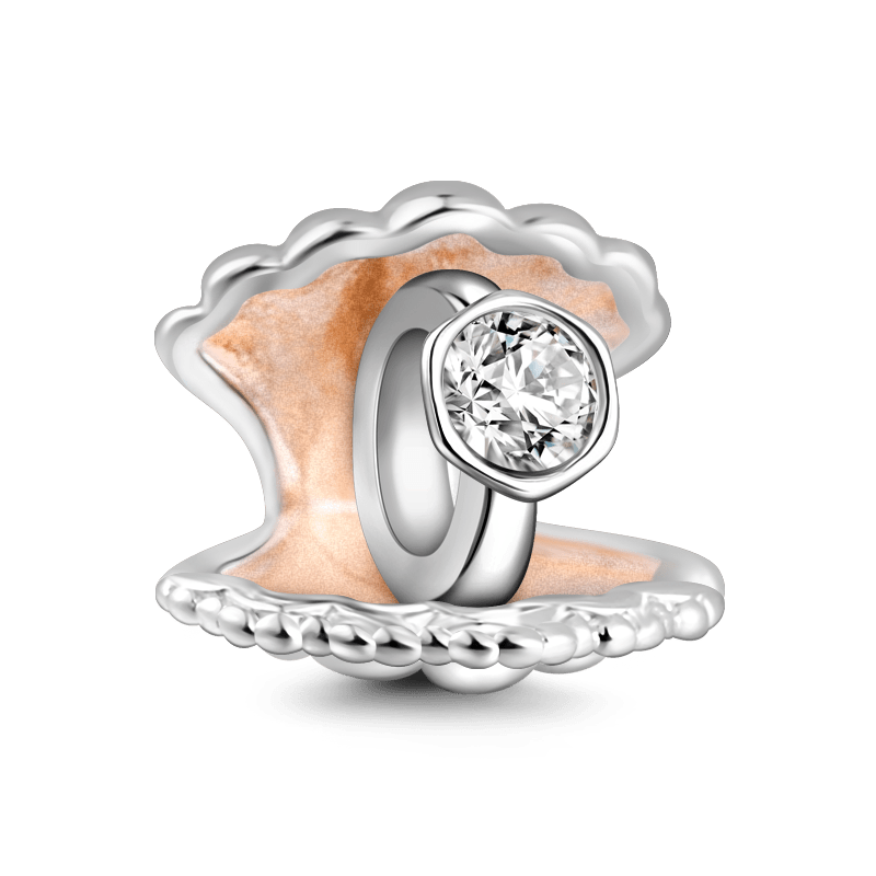 Pearl Mussel Charm Rose Gold Plated Silver - soufeelus