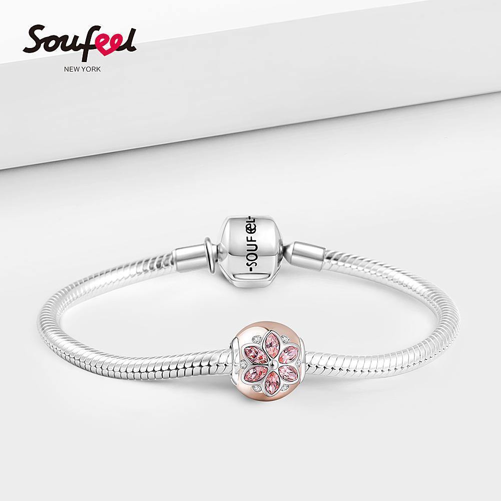 Lucky Flower Charm Rose Gold Plated Silver - soufeelus