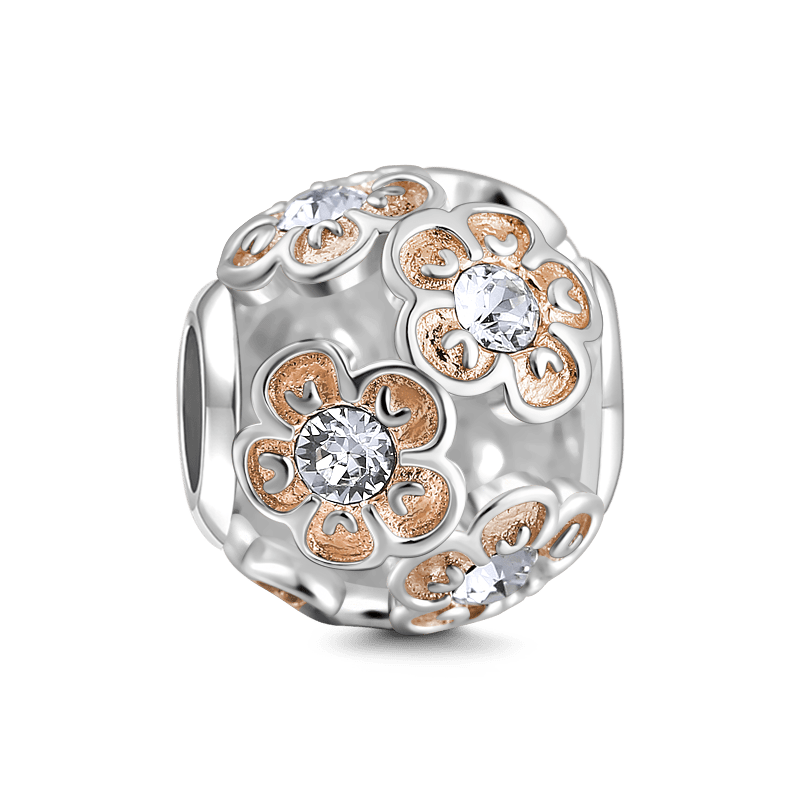 Flower Love Charm Rose Gold Plated Silver - soufeelus