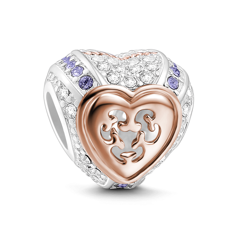 Hollow Heart Charm Rose Gold Plated Silver - soufeelus