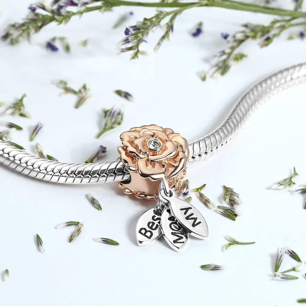 My Mom Best Charm Rose Gold Plated Silver Soufeel Crystal - soufeelus