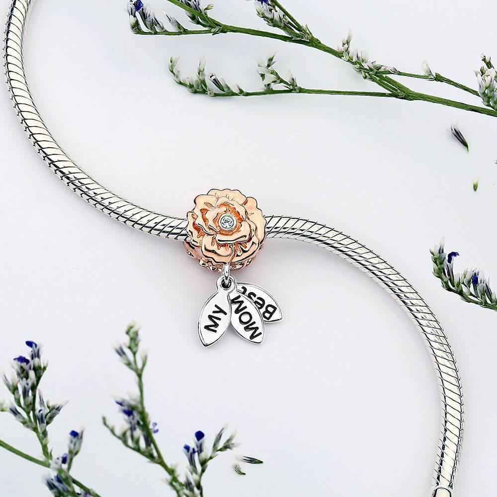 My Mom Best Charm Rose Gold Plated Silver Soufeel Crystal - soufeelus