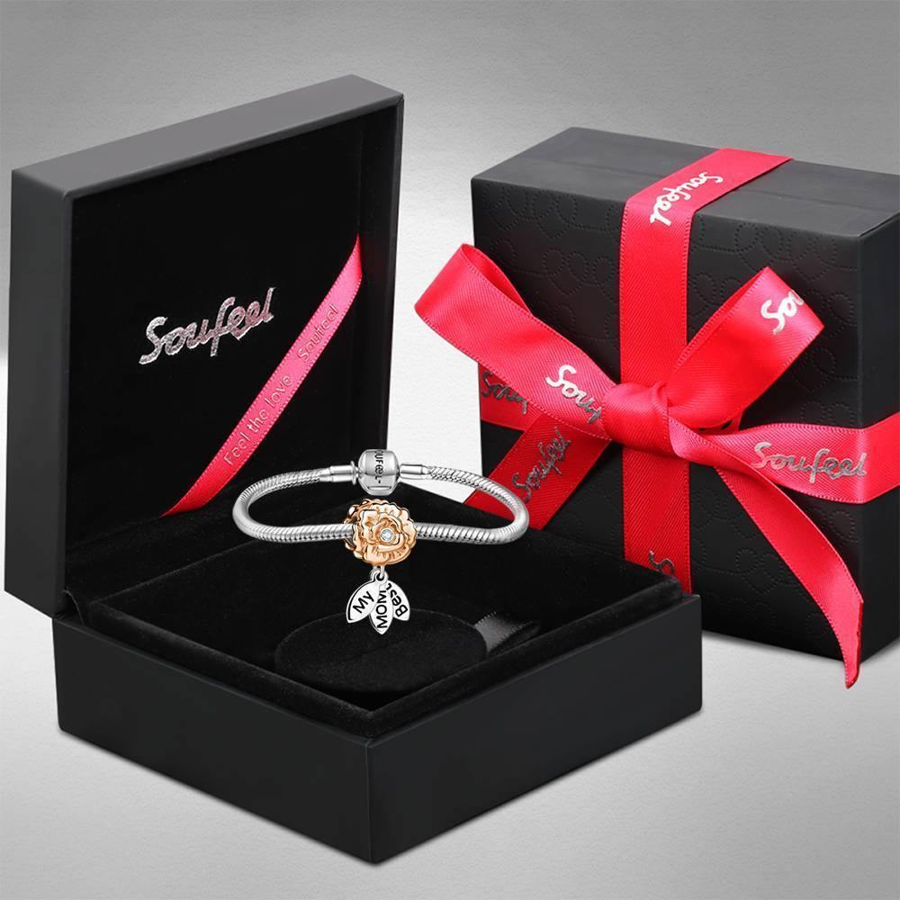 My Mom Best Charm Rose Gold Plated Silver Soufeel Crystal - soufeelus
