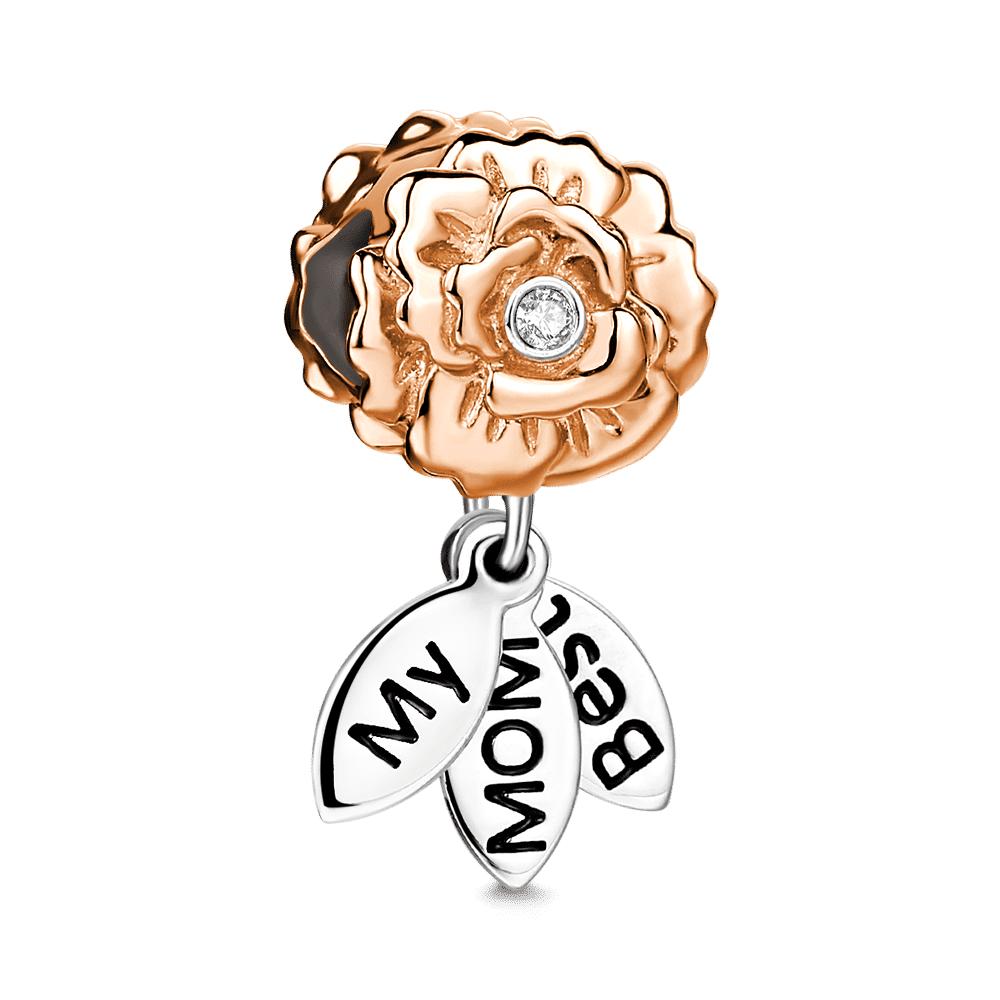 My Mom Best Charm Rose Gold Plated Silver Soufeel Crystal - soufeelus