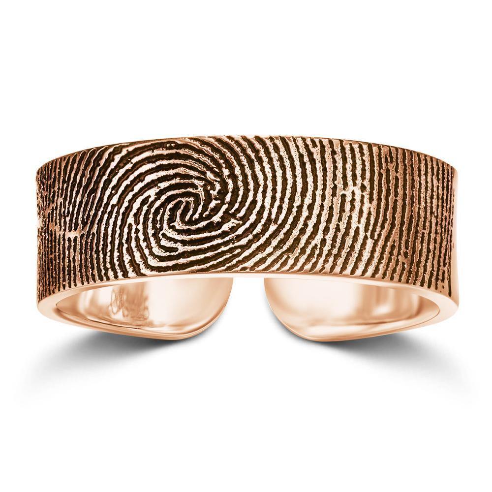 Engraved Ring Fingerprint Ring for Men's Unique Gifts Rose Gold Plated - soufeelus