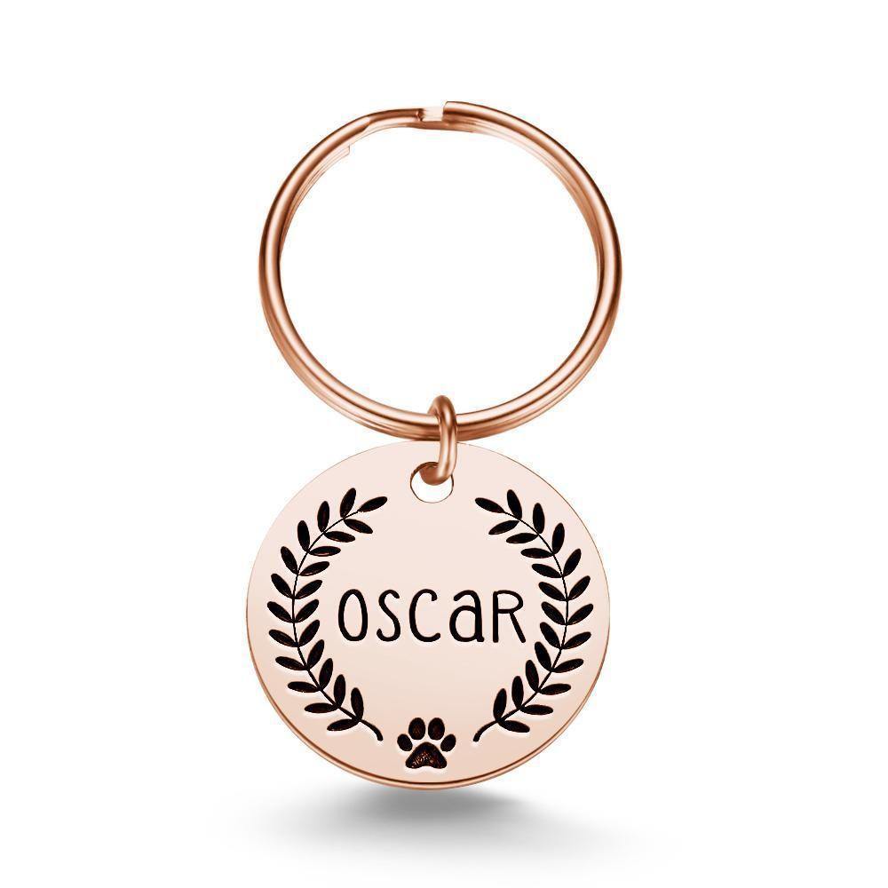 Personalised Pet Tag Custom Dog Tag, Collar Tag Name Tag Paw Rose Gold Plated - soufeelus