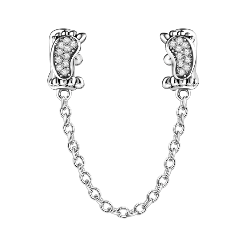 Cute Feet Charm Safety Chain Silver - soufeelus