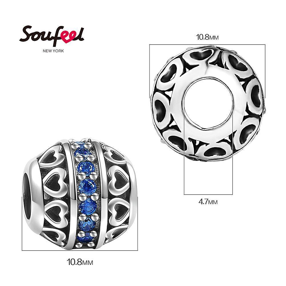 September Dark Blue Birthstone Charm Silver - soufeelus