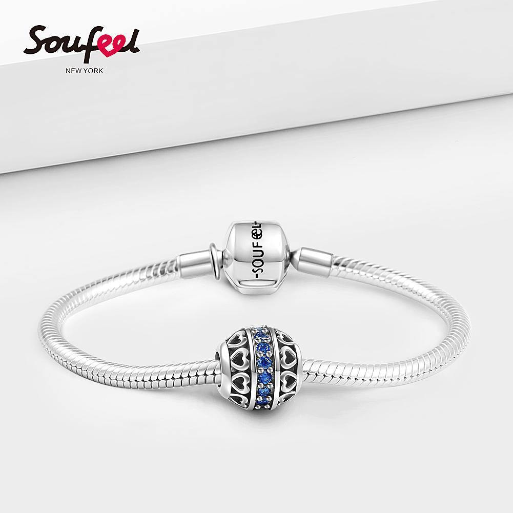 September Dark Blue Birthstone Charm Silver - soufeelus