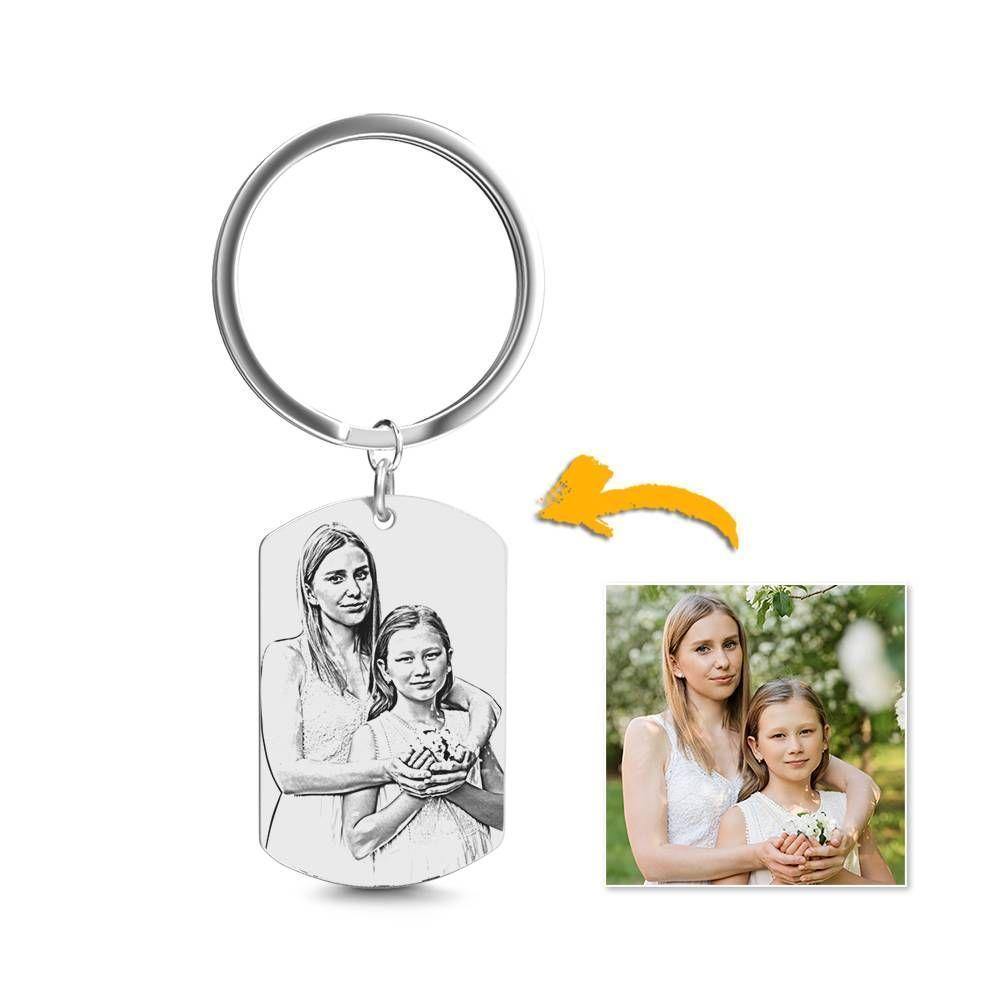 Photo Engraved Tag Key Chain Stainless Steel - soufeelus