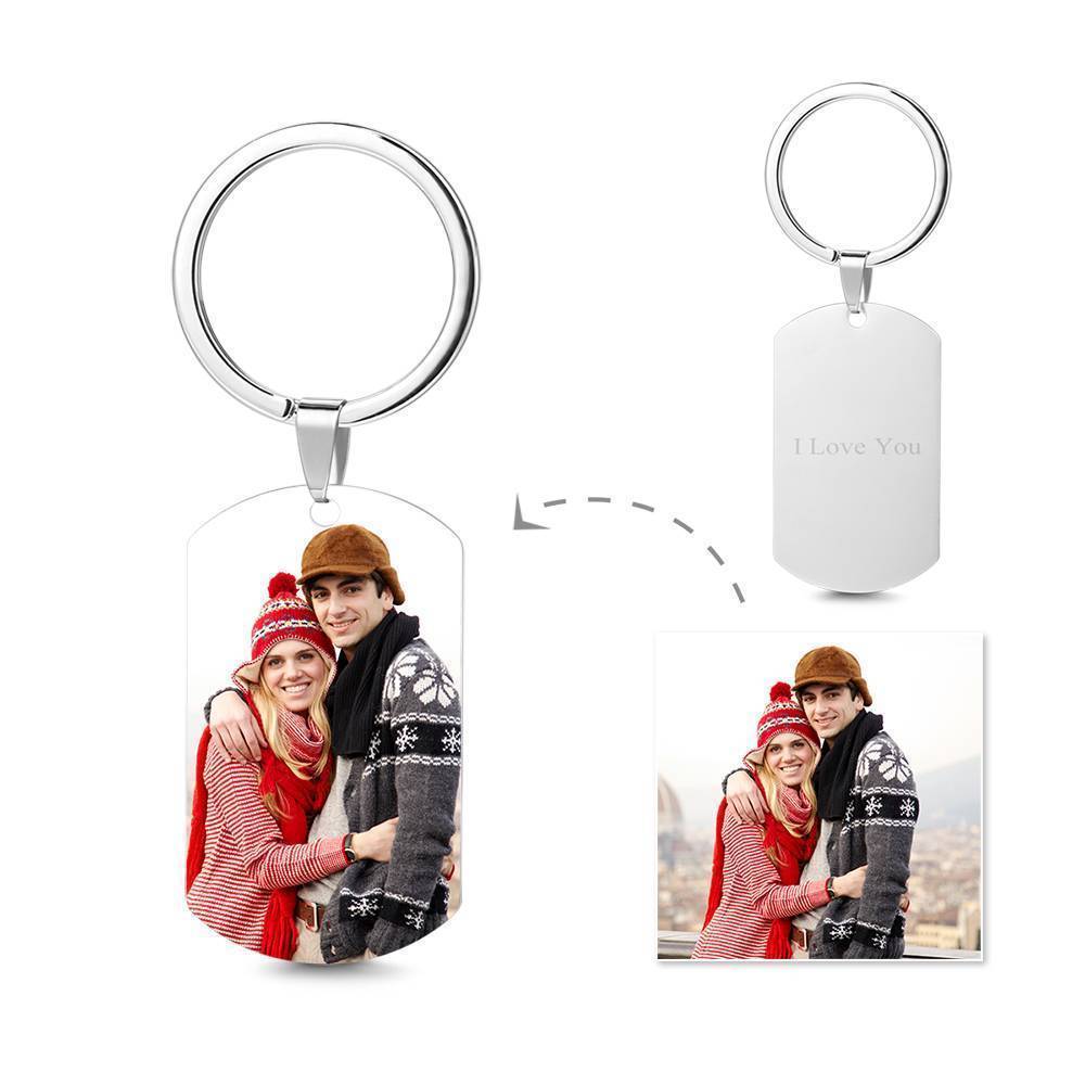Halloween Gift Photo Tag Key Chain With Engraving Stainless Steel