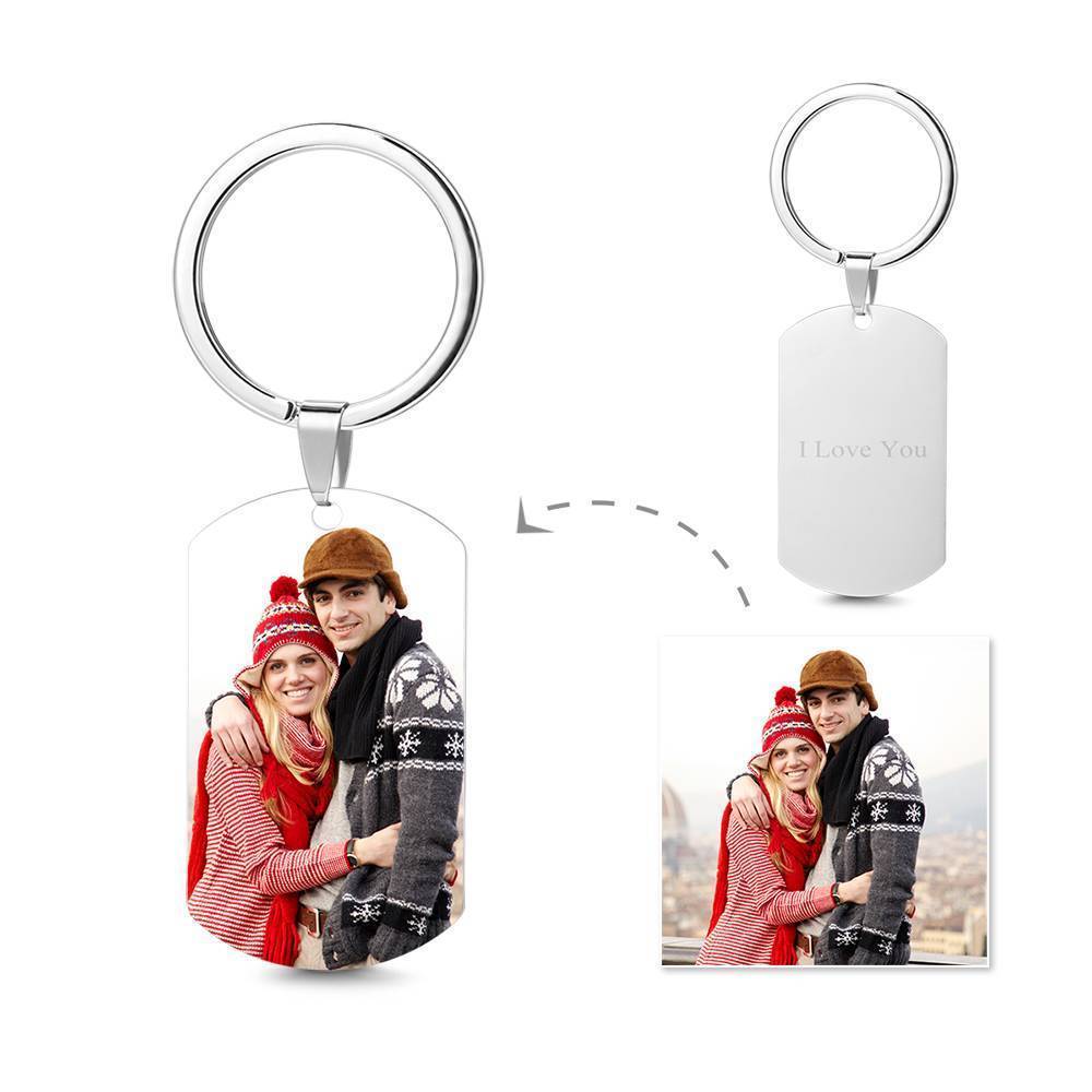 Photo Tag Key Chain With Engraving Stainless Steel