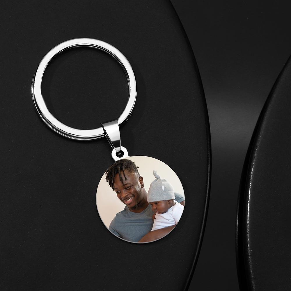 Custom Round Tag Keychain Stainless Steel Dad Gifts