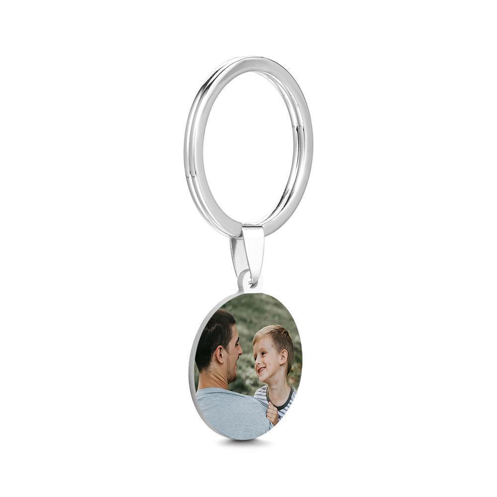 Custom Round Tag Photo Keychain Memorial Gifts for Father - soufeelus