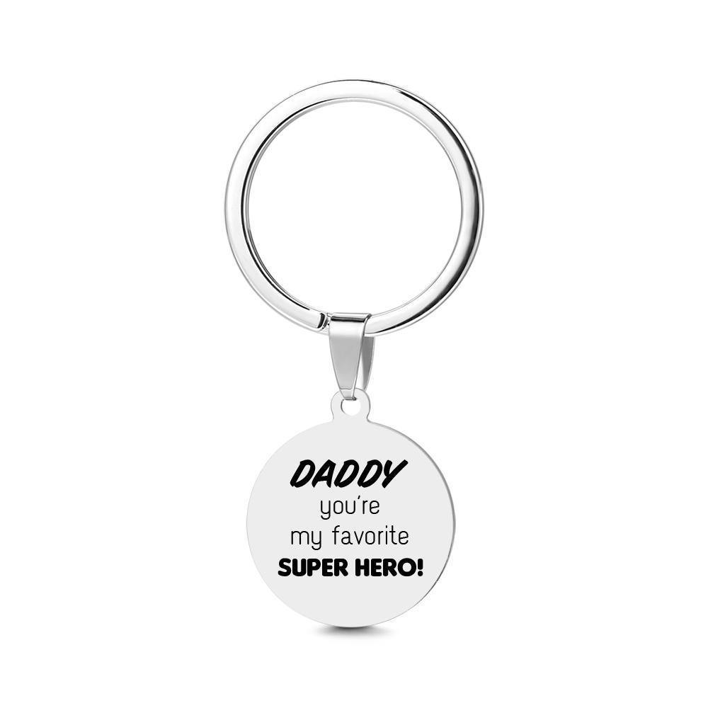 Custom Round Tag Photo Keychain Memorial Gifts for Father - soufeelus