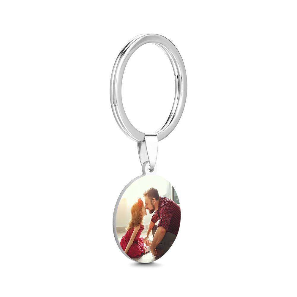 Custom Round Tag Photo Keychain my Best Catch was you Father's Day Gifts - soufeelus