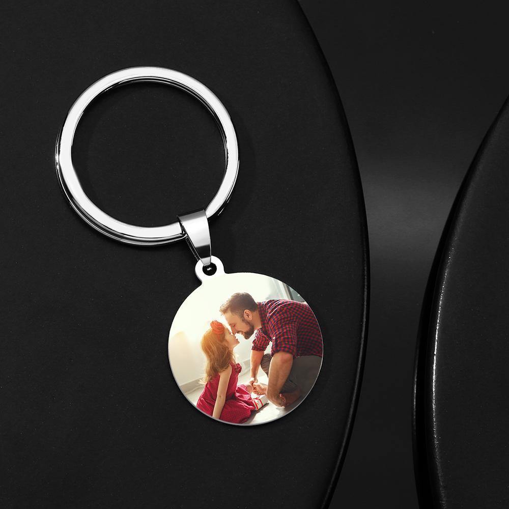 Custom Round Tag Photo Keychain my Best Catch was you Father's Day Gifts - soufeelus