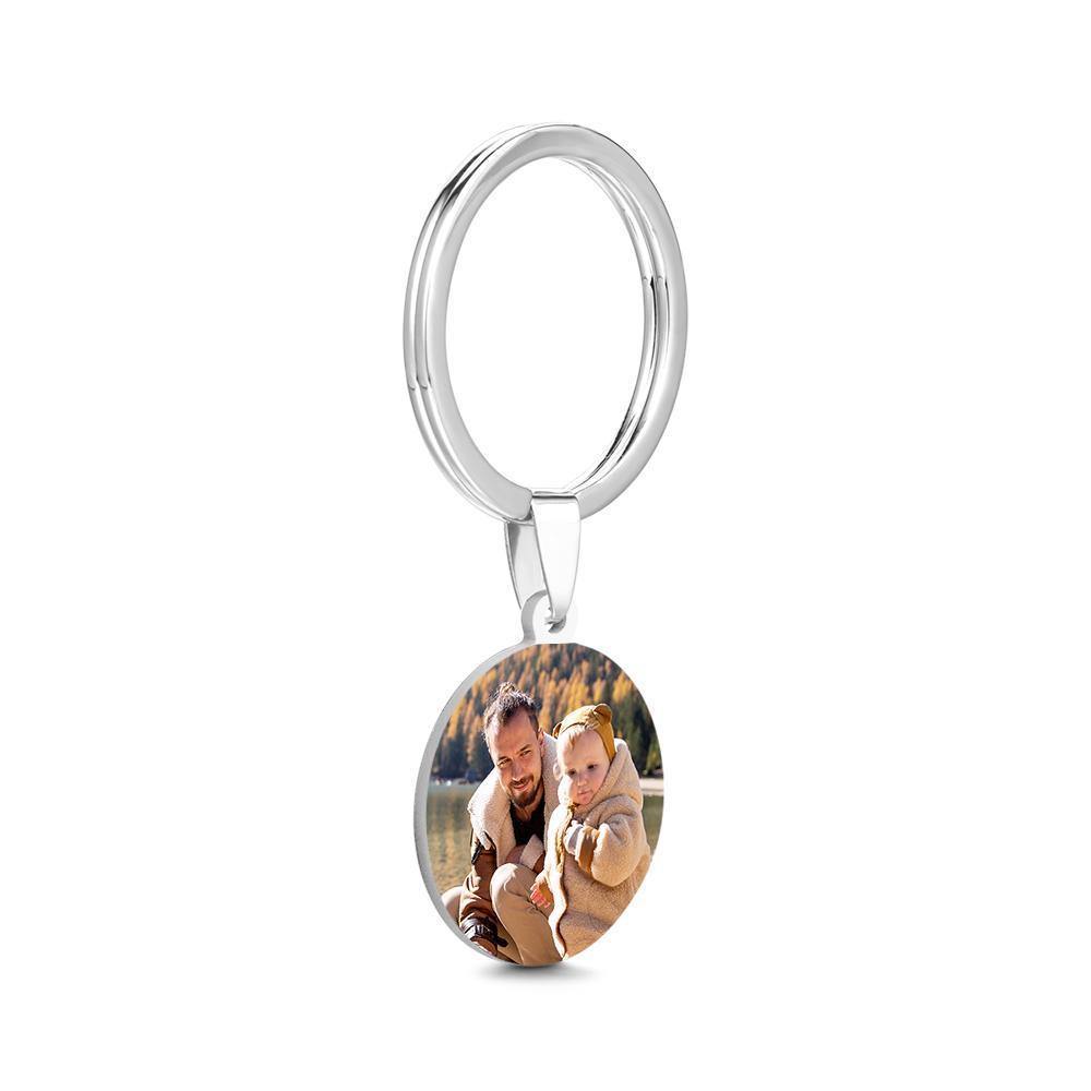 Custom Round Tag Photo Keychain I LOVE YOU THREE THOUSAND Father's Day Gifts - soufeelus