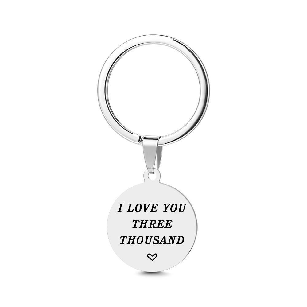 Custom Round Tag Photo Keychain I LOVE YOU THREE THOUSAND Father's Day Gifts - soufeelus