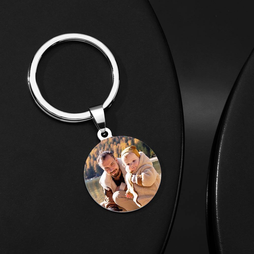 Custom Round Tag Photo Keychain I LOVE YOU THREE THOUSAND Father's Day Gifts - soufeelus