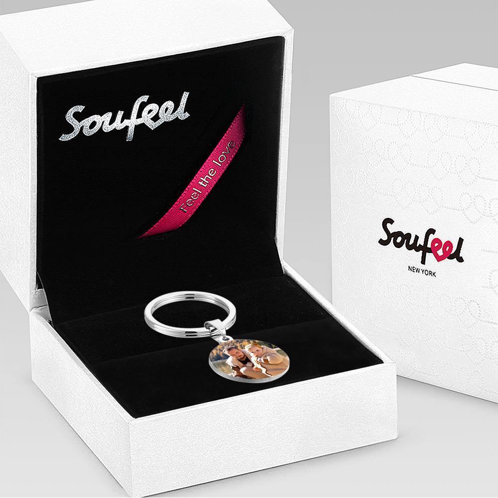 Custom Round Tag Photo Keychain I LOVE YOU THREE THOUSAND Father's Day Gifts - soufeelus
