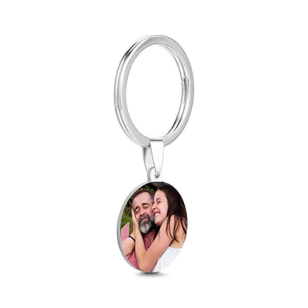 Custom Round Tag Photo Keychain Unique Gifts Father's Day Gifts Stainless Steel - soufeelus