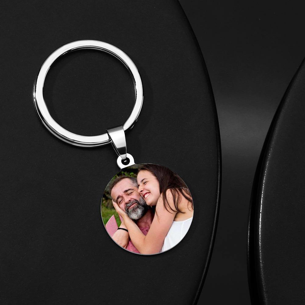 Custom Round Tag Photo Keychain Unique Gifts Father's Day Gifts Stainless Steel - soufeelus