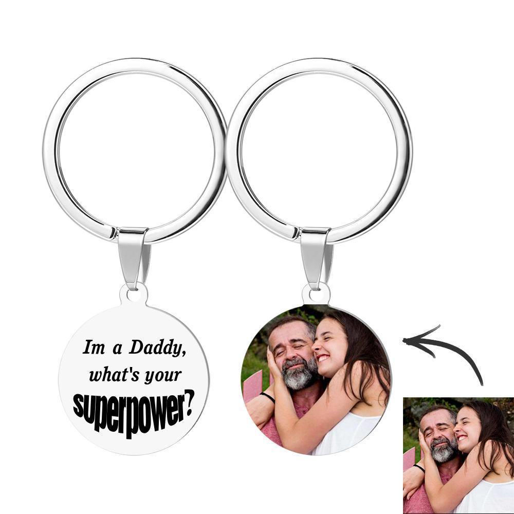 Custom Round Tag Photo Keychain Unique Gifts Father's Day Gifts Stainless Steel - soufeelus