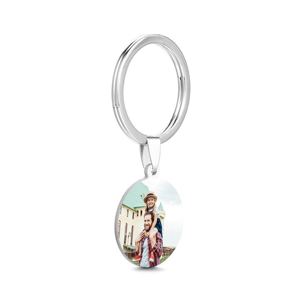 Custom Round Tag Photo Keychain Unique Gifts Father's Day Gifts Stainless Steel - soufeelus