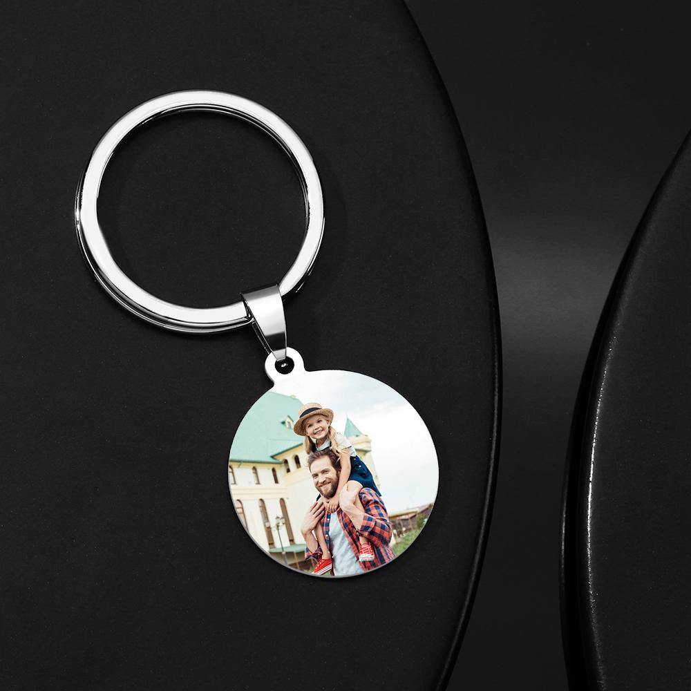 Custom Round Tag Photo Keychain Unique Gifts Father's Day Gifts Stainless Steel - soufeelus