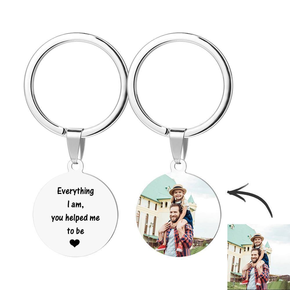 Custom Round Tag Photo Keychain Unique Gifts Father's Day Gifts Stainless Steel - soufeelus