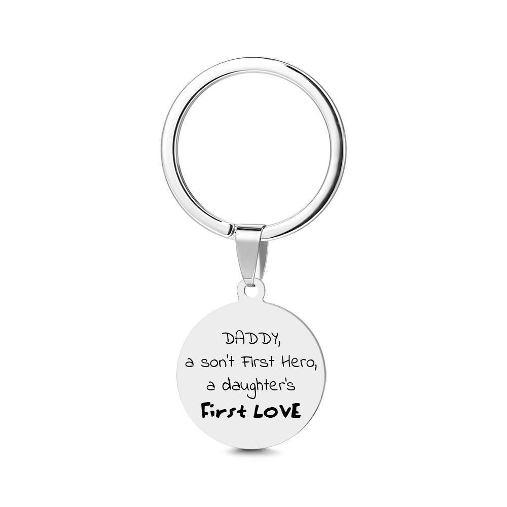 Round Tag Photo Keychain Keepsake Gifts for Father's Day Stainless Steel - soufeelus