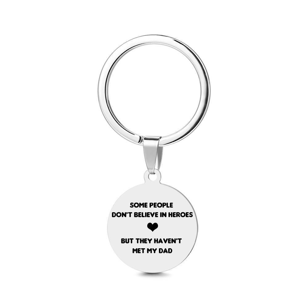 Round Tag Photo Keychain Superhero Gifts for Daddy Stainless Steel - soufeelus