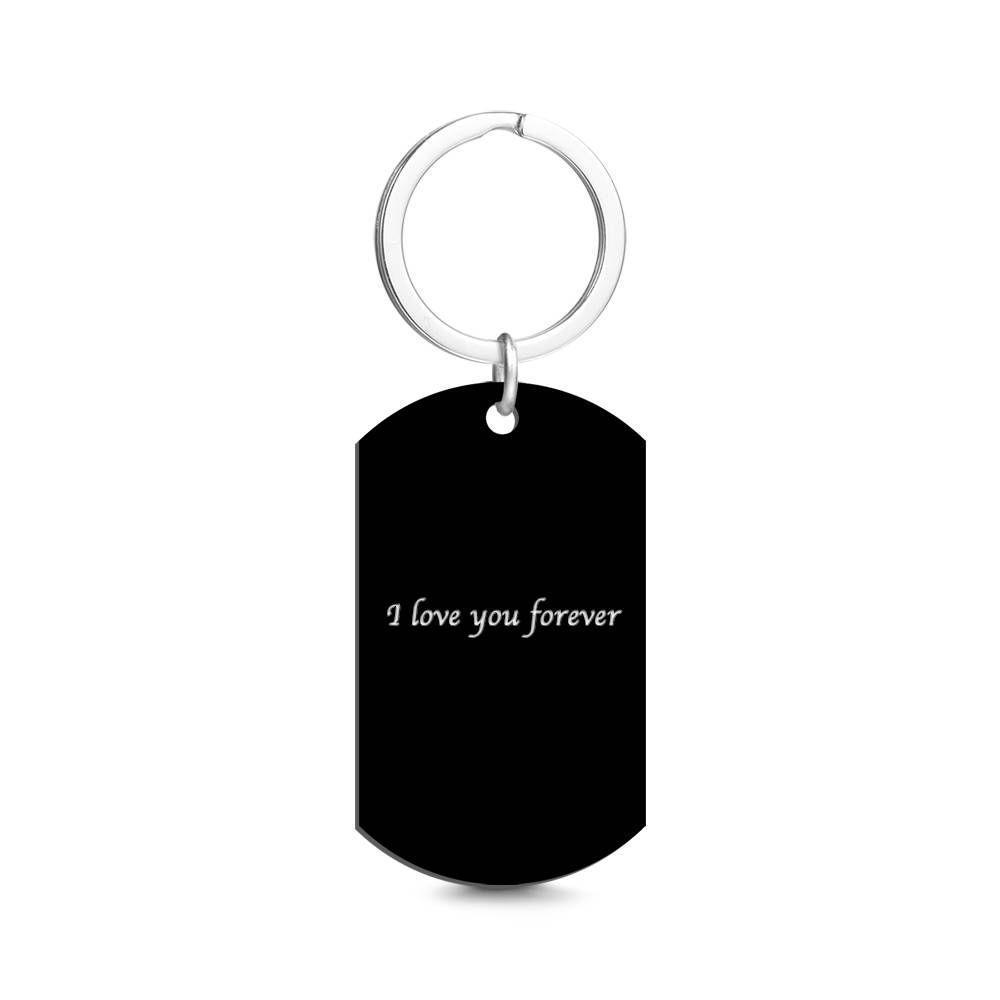 Photo Engraved Tag Key Chain With Engraving Black