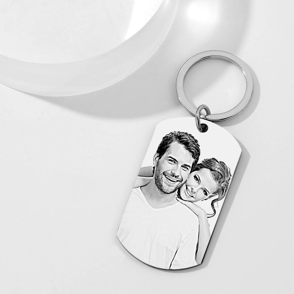 Photo Engraved Tag Key Chain With Engraving Black