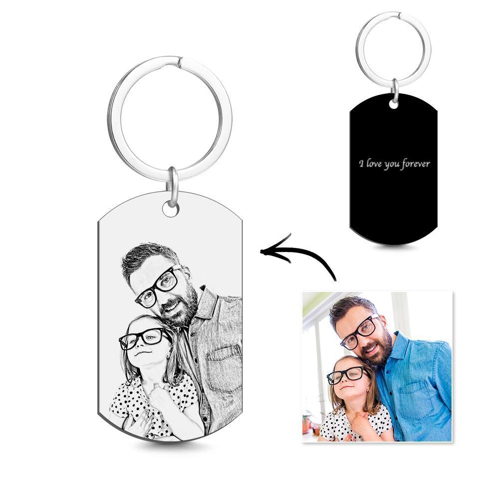 Halloween Gift Photo Engraved Tag Key Chain With Engraving Black