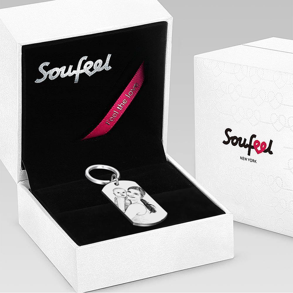 Engraved Tag Photo Keychain Mother's Day Gifts - soufeelus