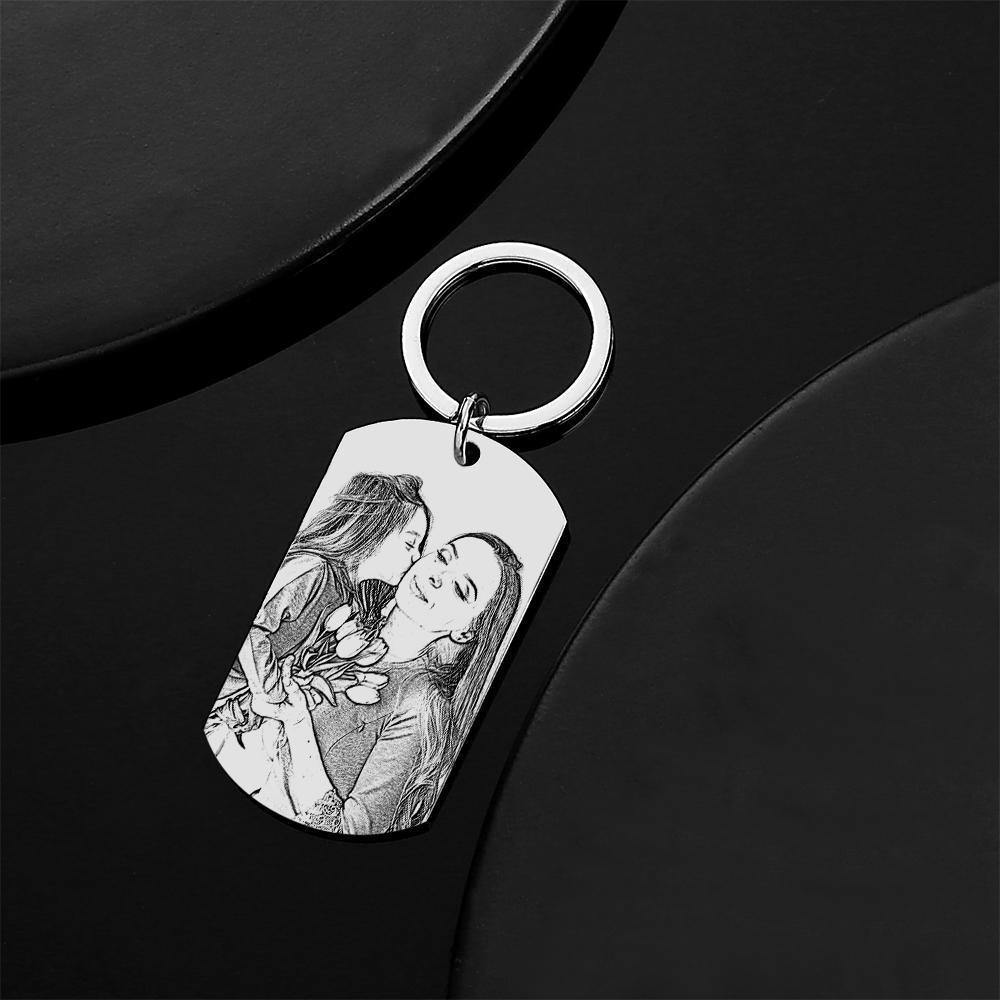 Engraved Tag Photo Keychain Gifts for Mom - soufeelus