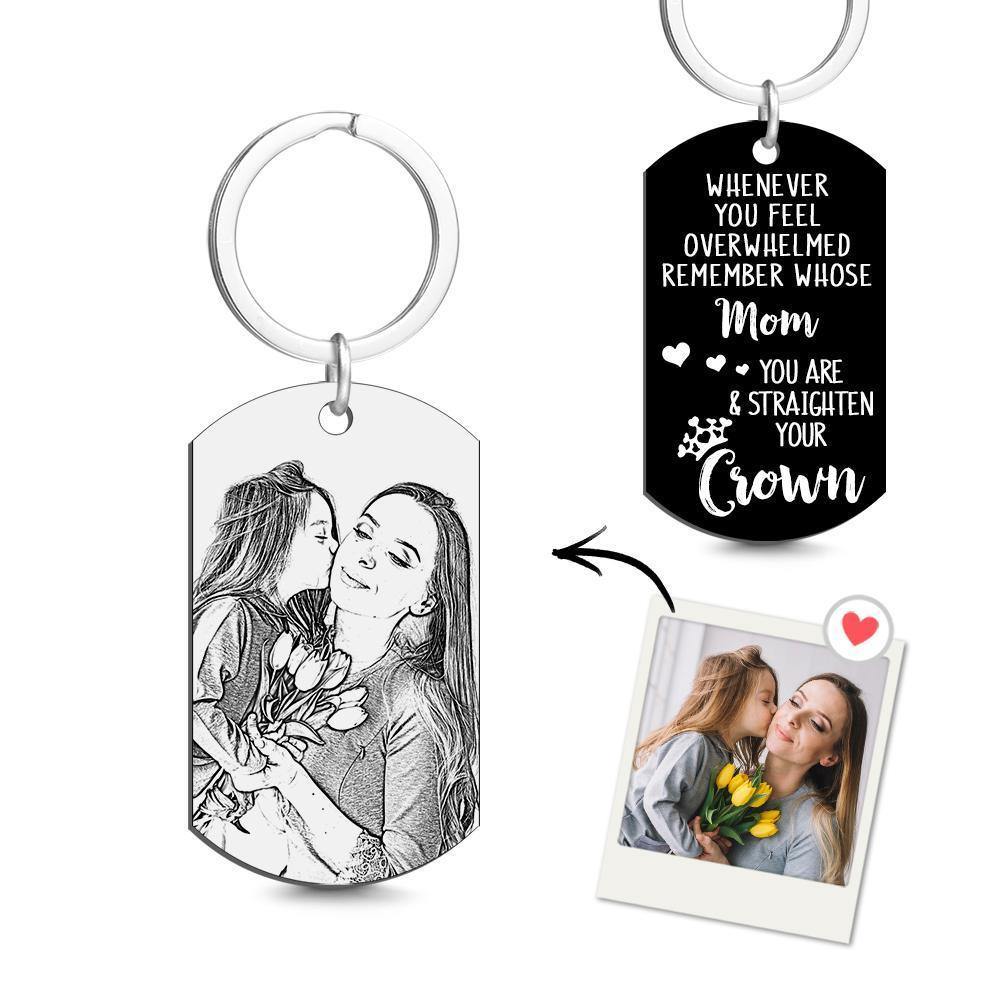 Engraved Tag Photo Keychain Gifts for Mom - soufeelus