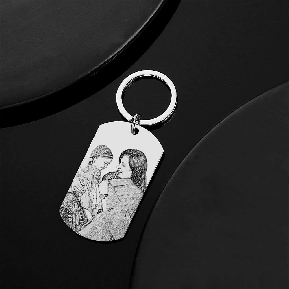 Photo Engraved Tag Keychain Gifts for Mom - soufeelus