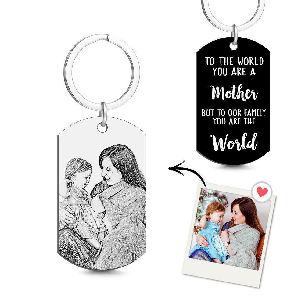 Photo Engraved Tag Keychain Gifts for Mom - soufeelus