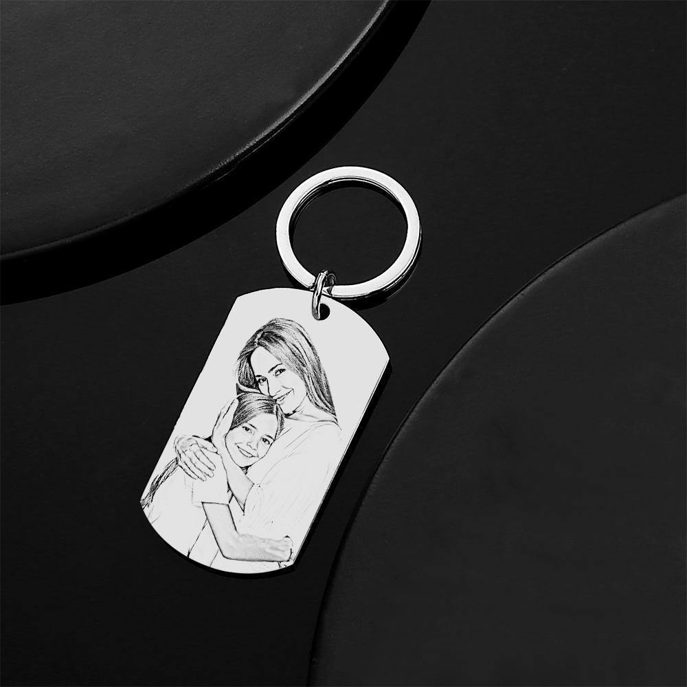 Photo Engraved Tag Keychain Memory Gifts - soufeelus