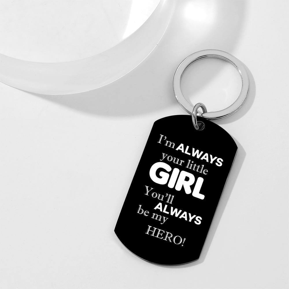 Photo Tag Keychain Dad always be my hero Gifts for Dad - soufeelus