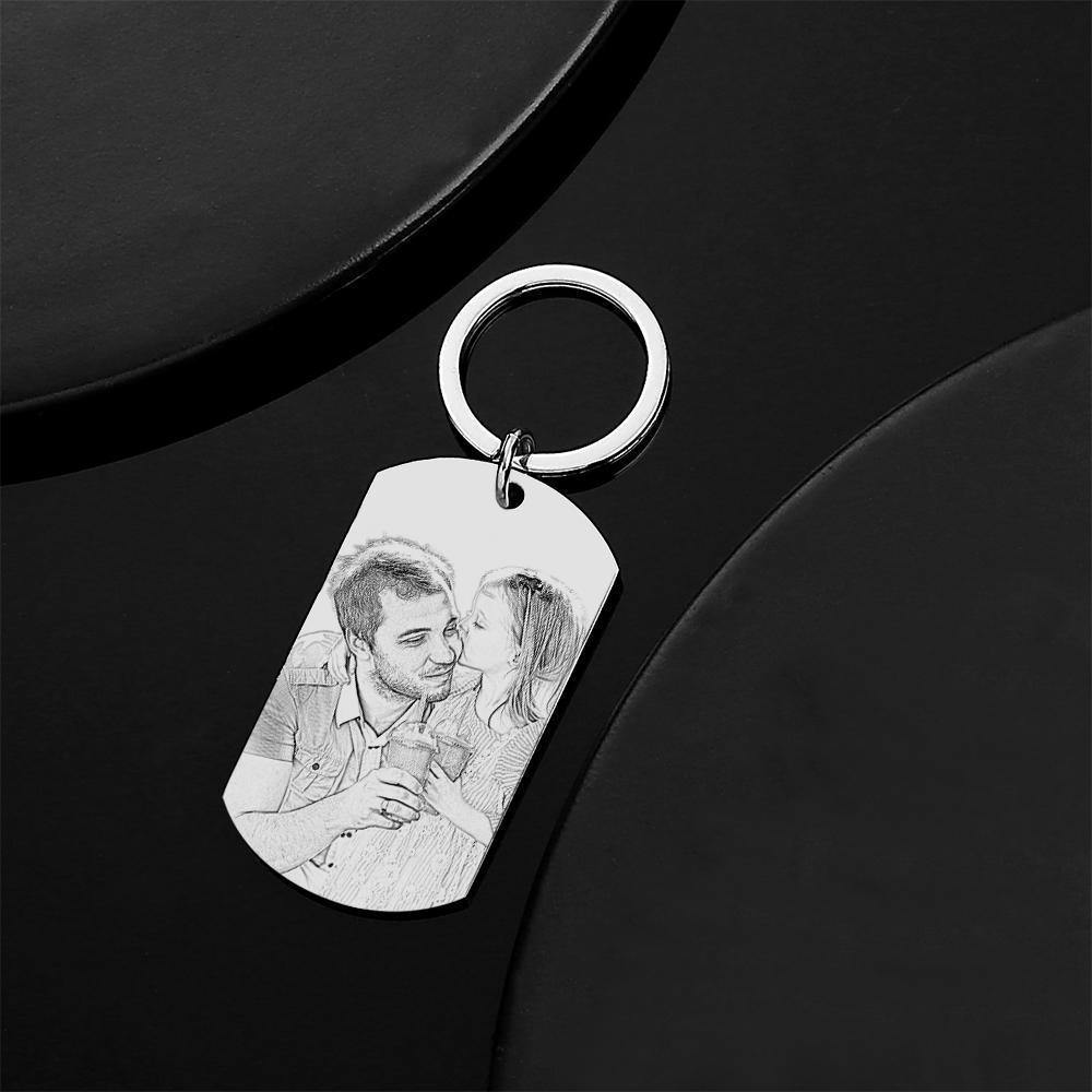 Photo Tag Keychain Dad always be my hero Gifts for Dad - soufeelus