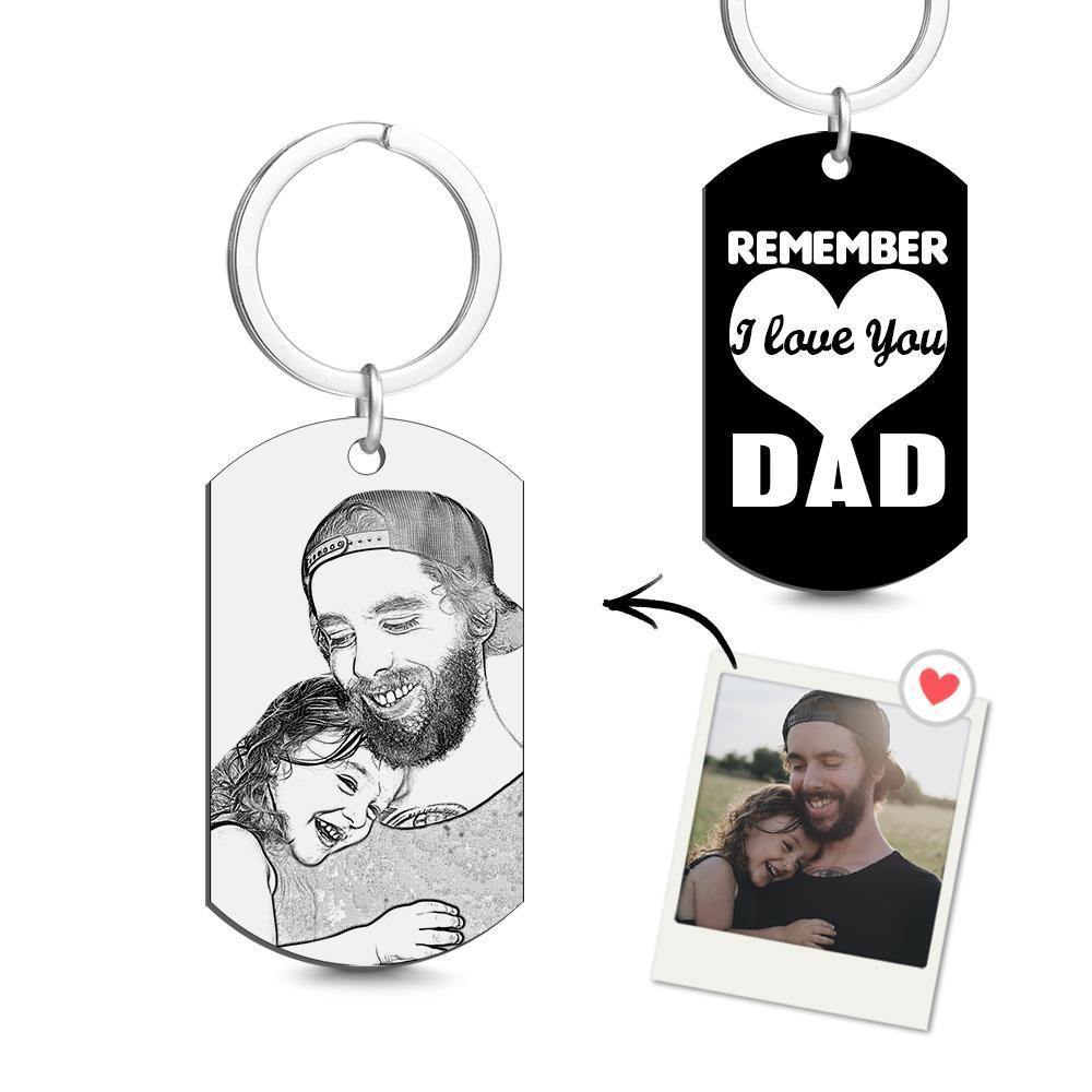 Custom Photo Tag Keychain Remember I love You DAD Gifts for Father's Day - soufeelus