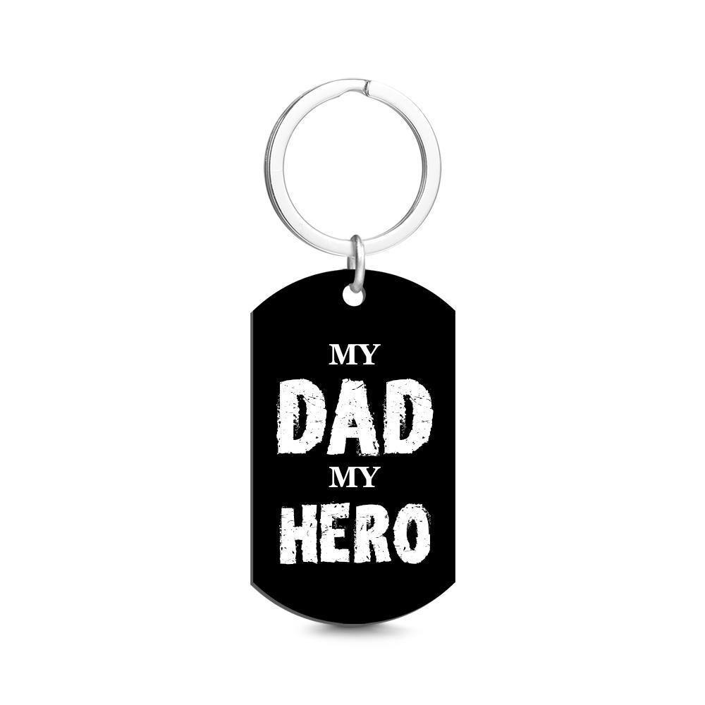 Photo Tag Keychain MY DAD MY HERO Gifts for Dad - soufeelus